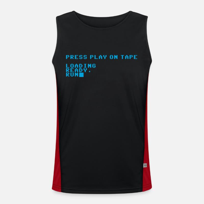 Press Play on Tape. Retro Heim-Computer Bildschirm Funktionelles Kontrast-Tank Top für Männer 