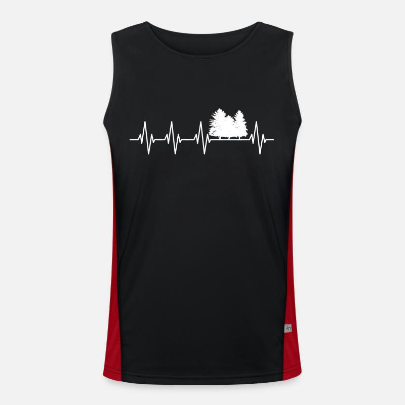 Heartbeat Camping Forest Tree Forester Men's Functional Contrast Tank Top 