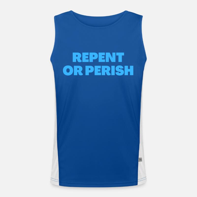 Repent Or Perish - Christian Quotes Men's Functional Contrast Tank Top 