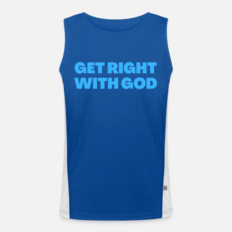 Get Right With God - Christian Quotes Men's Functional Contrast Tank Top 