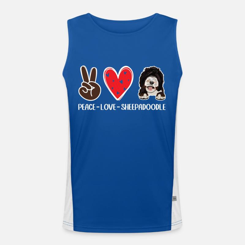 Sheepadoodle Doodle Hund Funktionelles Kontrast-Tank Top für Männer 