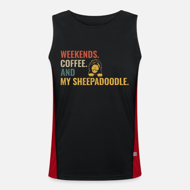 Sheepadoodle Doodle Hund Funktionelles Kontrast-Tank Top für Männer 