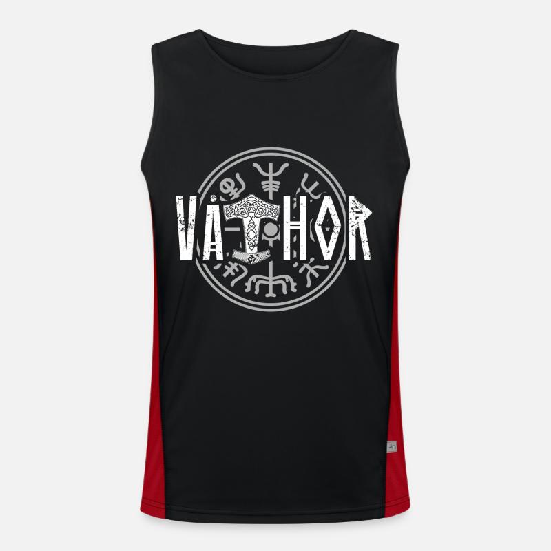 Vathor Wikinger Vater Thor Papa Krieger Spruch Funktionelles Kontrast-Tank Top für Männer 