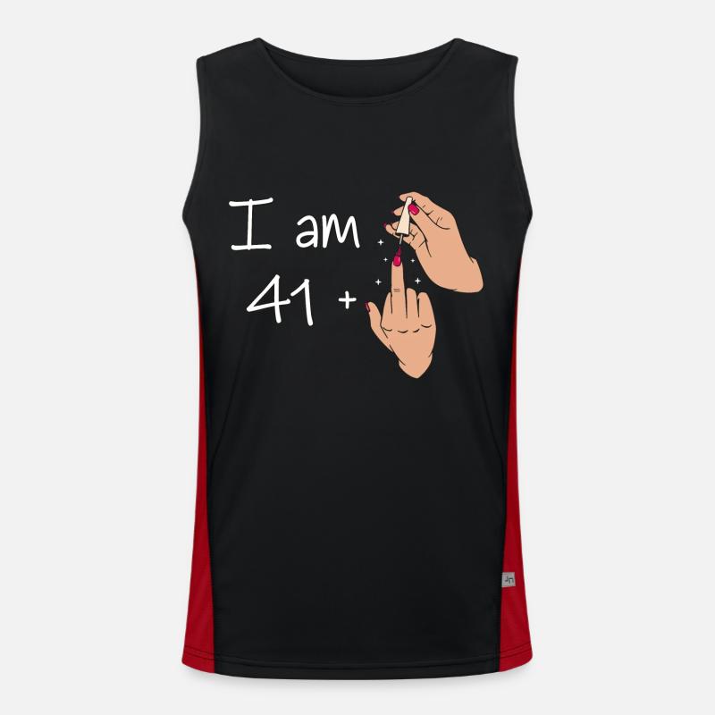 Ich bin 41 + 1 Mittelfinger Hemd Ich bin 41 plus, Funktionelles Kontrast-Tank Top für Männer 