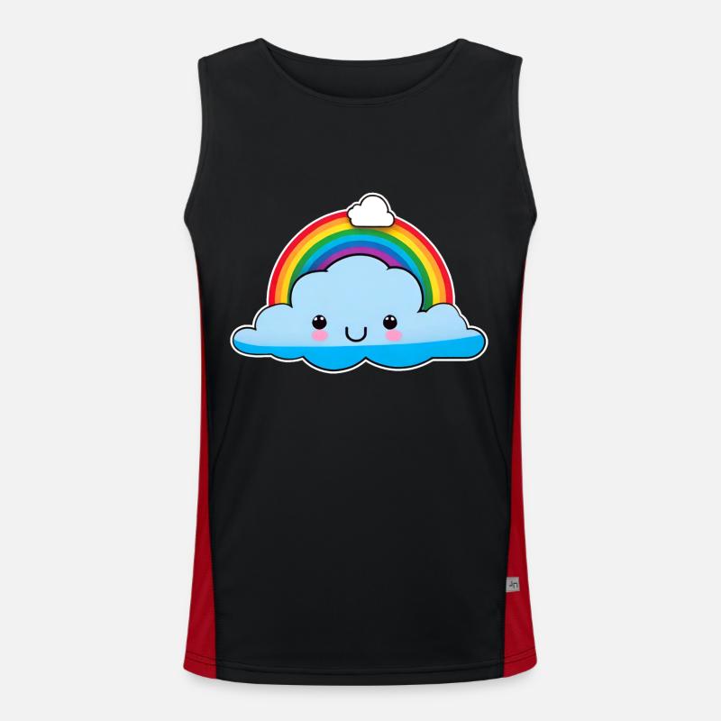 Cute cloud with rainbow - Men's Functional Contrast Tank Top  - black/red