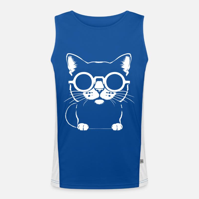 Funny Cat with Sunglasses Kitten Sunglas Cats Men's Functional Contrast Tank Top 