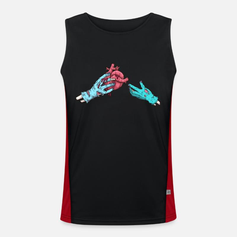 Zombie-Hand, die ein Herz gibt Funktionelles Kontrast-Tank Top für Männer 
