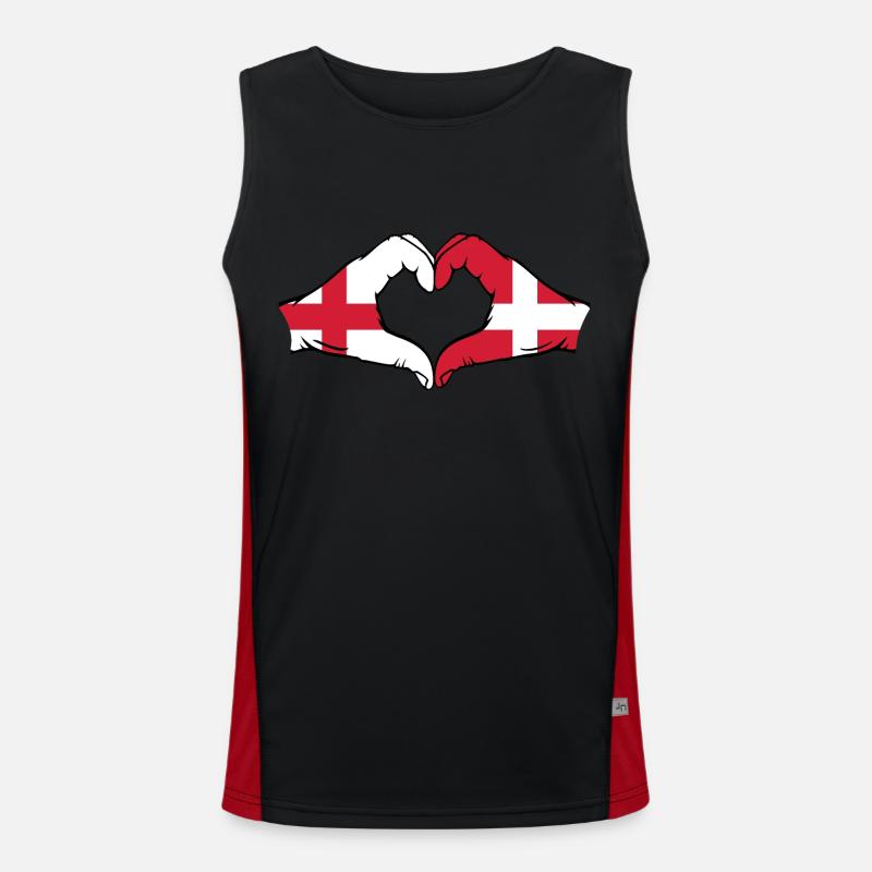 Angleterre Danemark drapeau mains forme coeur utilisé Débardeur respirant contrasté Homme 