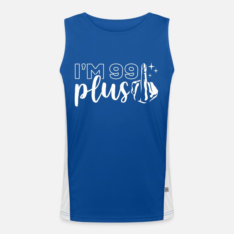 Ich bin 99 plus 1, Mittelfinger 100. Geburtstag Funktionelles Kontrast-Tank Top für Männer 