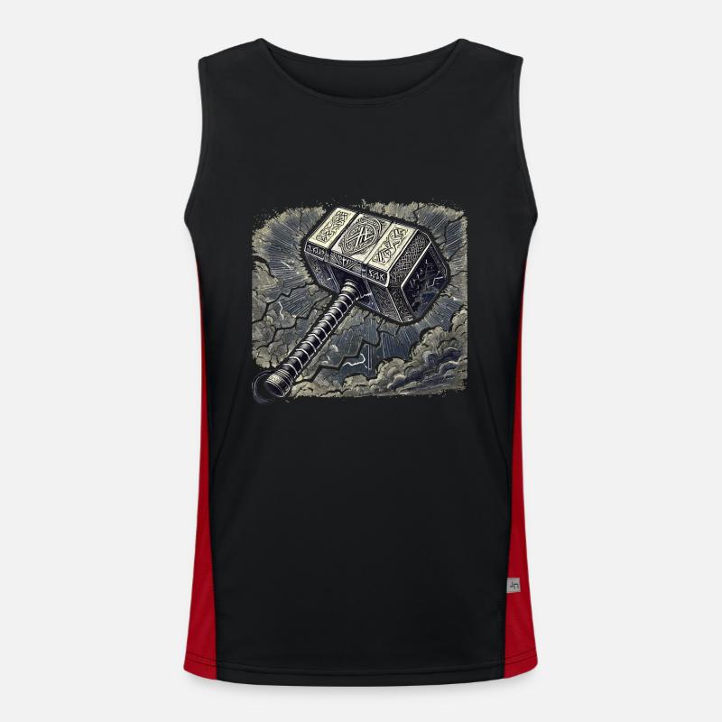 Mjölnir umgeben von Blitzen Funktionelles Kontrast-Tank Top für Männer 
