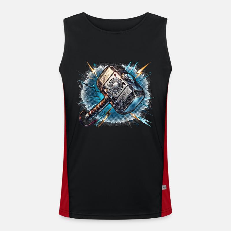 Thor's hammer with thunder effects Men's Functional Contrast Tank Top 
