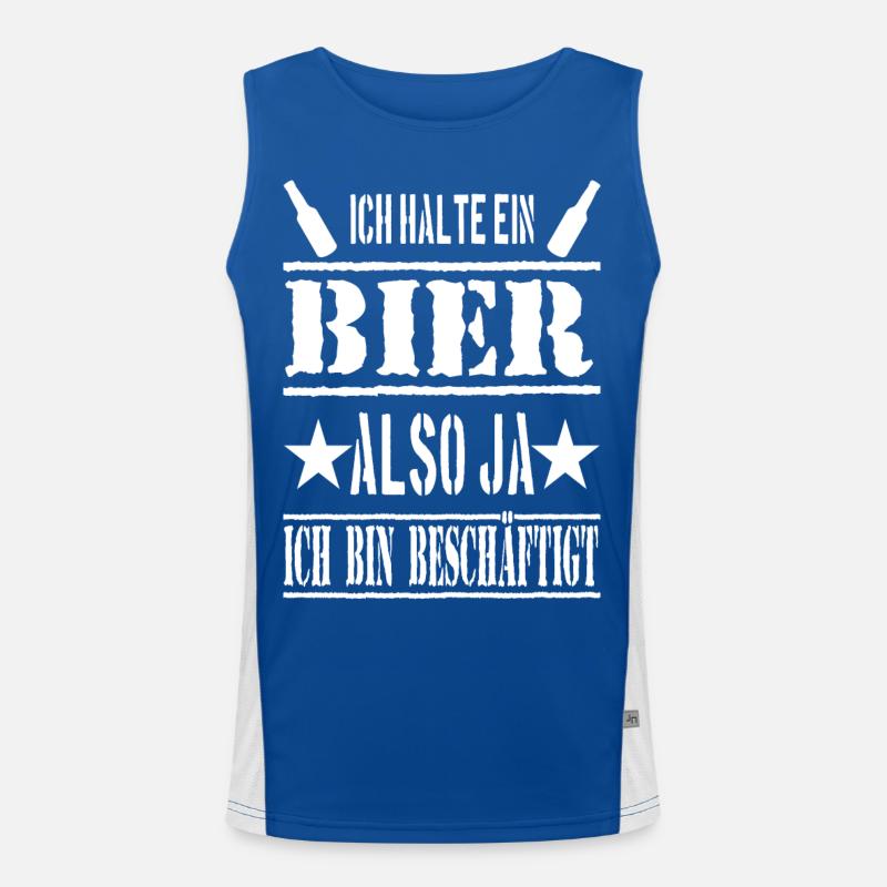 ICH HALTE EIN BIER ALSO JA ICH BIN BESCHÄFTIGT Funktionelles Kontrast-Tank Top für Männer 