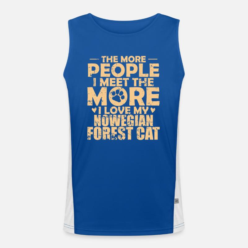 Less People more Norwegian Forest Cat Funktionelles Kontrast-Tank Top für Männer 
