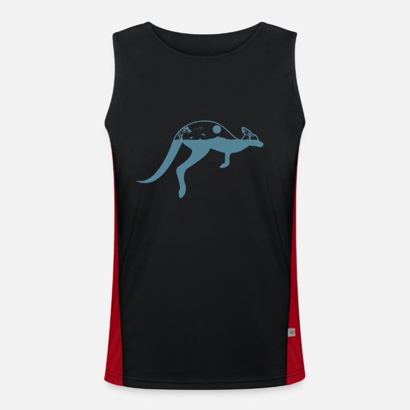 Kangaroo with Australian Countryside Men's Functional Contrast Tank Top 