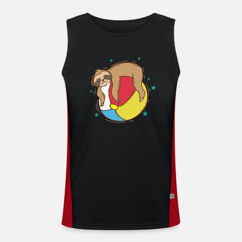 Sloth lazy on a water ball Men's Functional Contrast Tank Top 