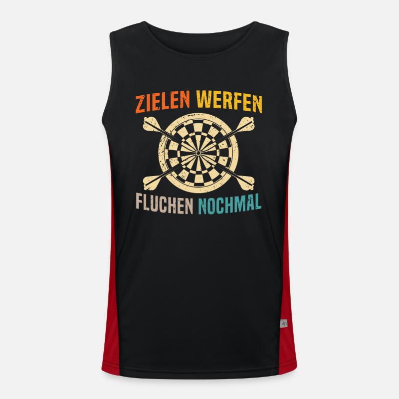 zielen werfen fluchen nochmal cooler dart Funktionelles Kontrast-Tank Top für Männer 