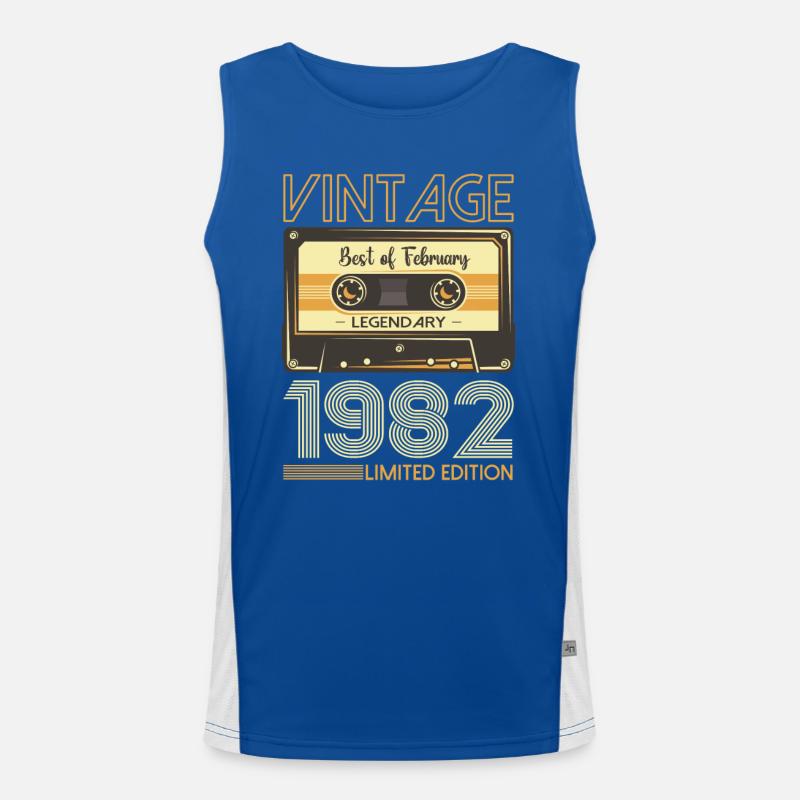 February born 1982 41st birthday gift man Men's Functional Contrast Tank Top 
