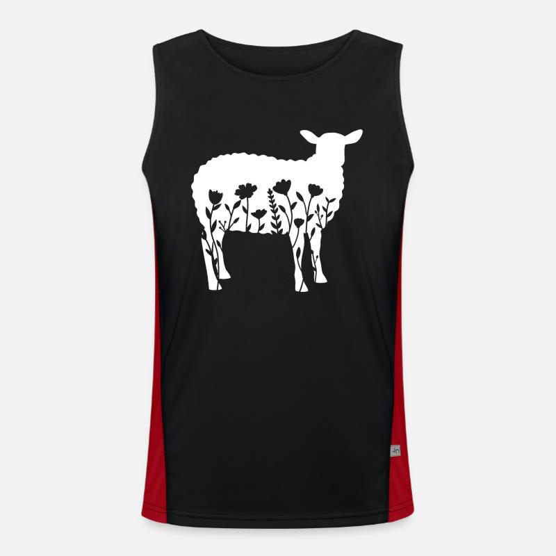 Schaf mit Blumen Funktionelles Kontrast-Tank Top für Männer 