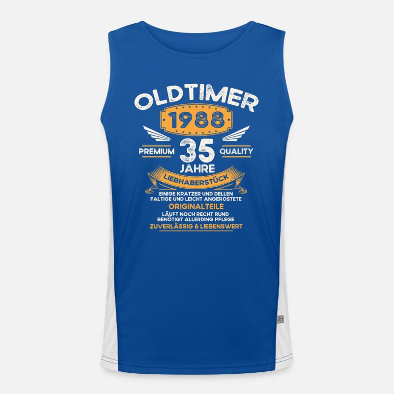 35. Geburtstag Mann Oldtimer Jahrgang 1988 Orange Funktionelles Kontrast-Tank Top für Männer 