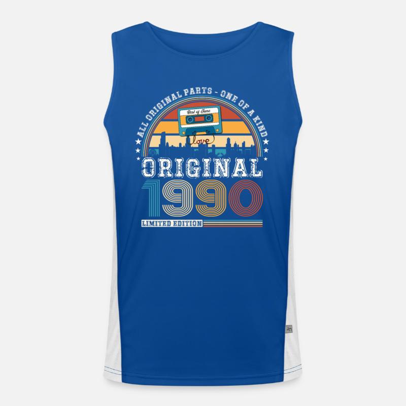 33rd Birthday Man June Vintage 1990 Cassette Men's Functional Contrast Tank Top 