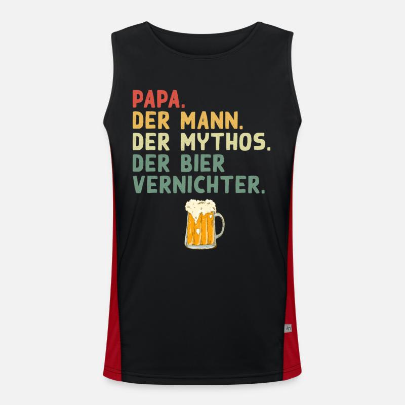 Papa Mann Mythos Bier Vernichter Lustiger Spruch Funktionelles Kontrast-Tank Top für Männer 
