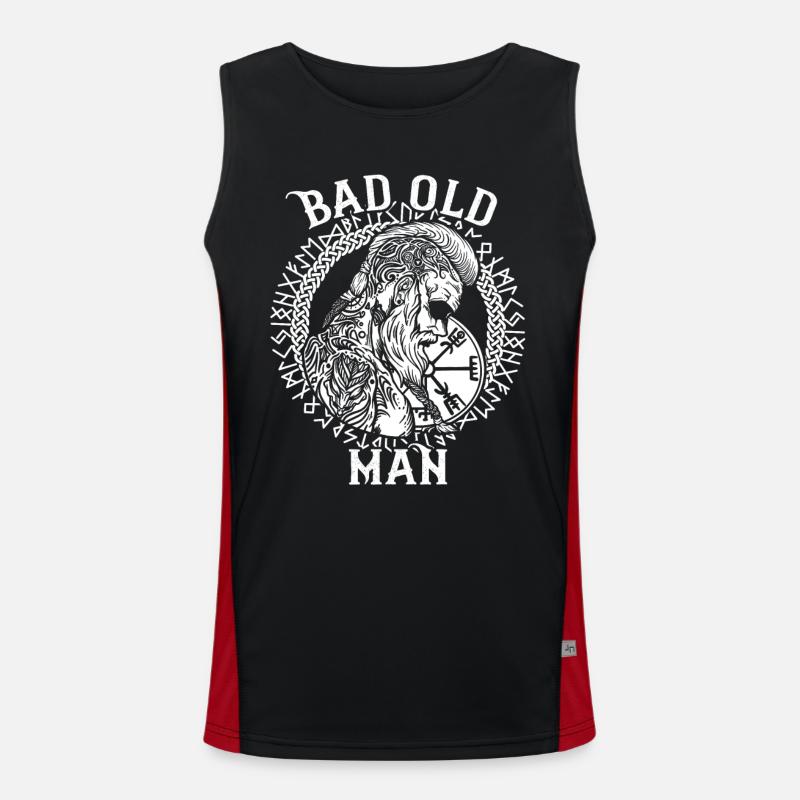 Lustiger Wikinger Spruch mit Runen - Bad Old Man Funktionelles Kontrast-Tank Top für Männer 