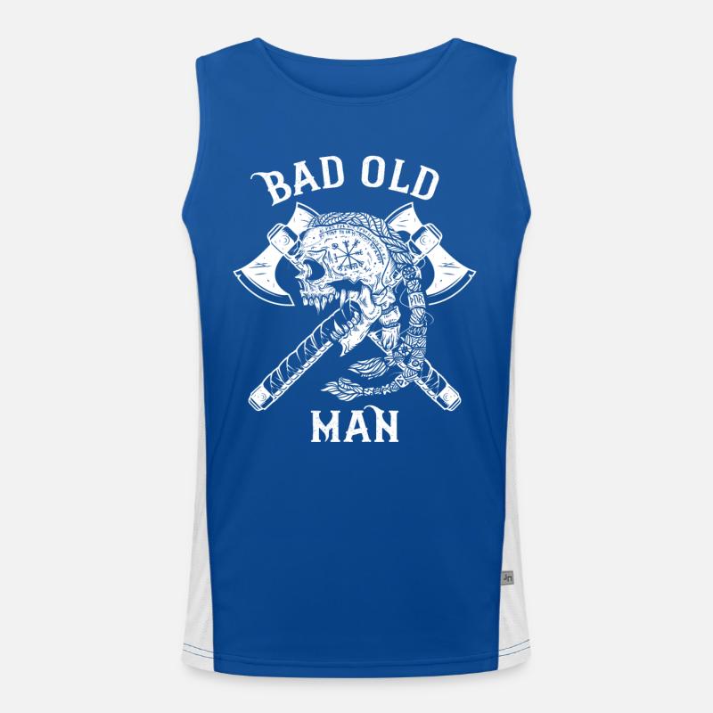 Lustiger Wikinger Spruch 'Bad Old Man' mit Axt Funktionelles Kontrast-Tank Top für Männer 