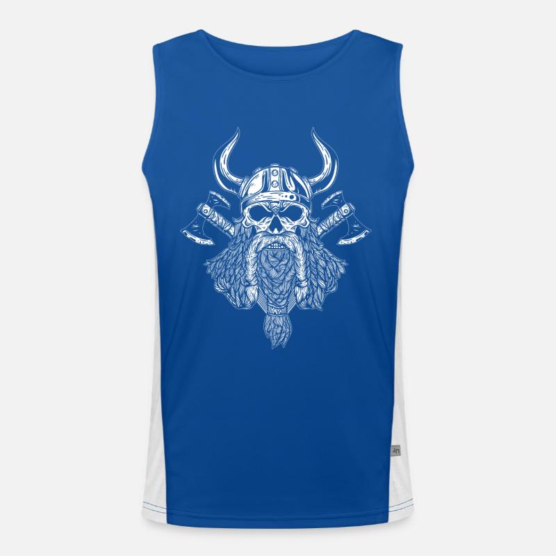 Viking warrior axe design Valhalla Germanic tribes Men's Functional Contrast Tank Top 
