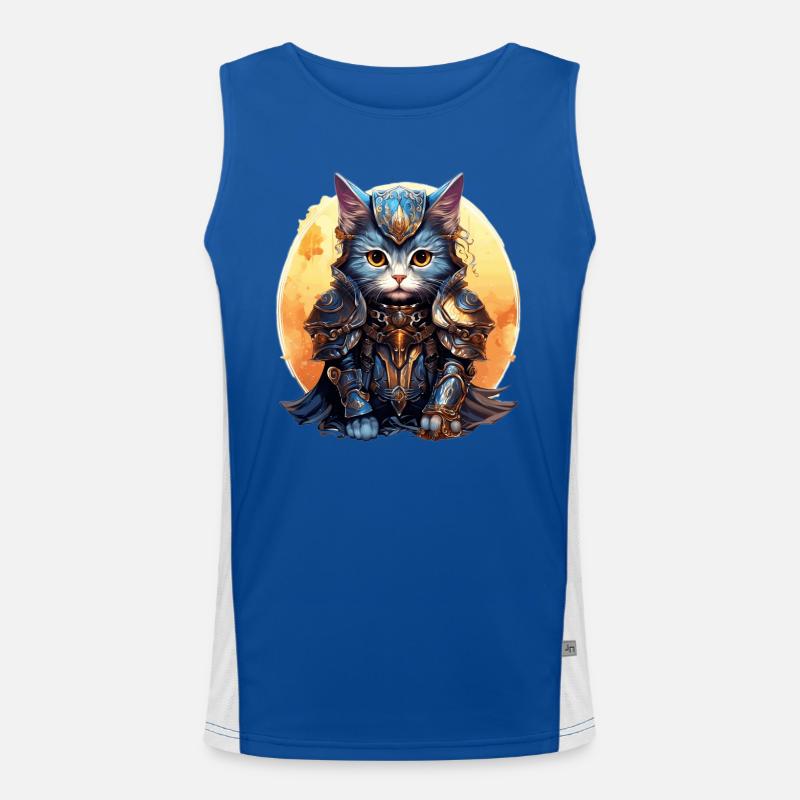 Katze in Ritter Rüstung,Ai Gen Funktionelles Kontrast-Tank Top für Männer 