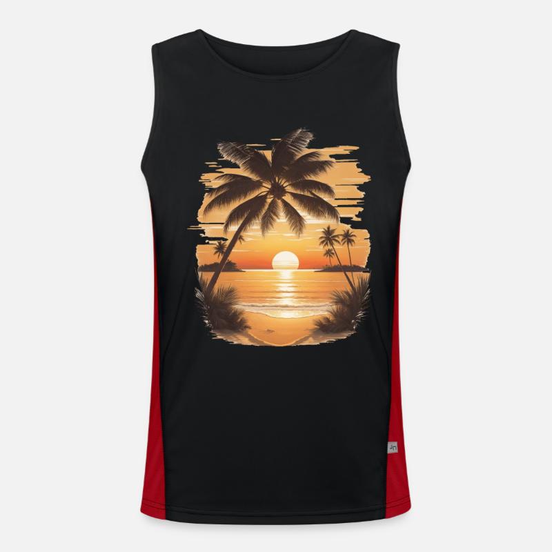 Sunset Serenity: Strandszene Funktionelles Kontrast-Tank Top für Männer 