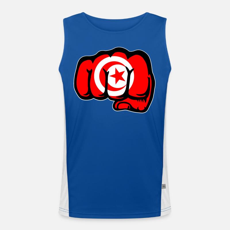 Drapeau de la Tunisie Main Poing Débardeur respirant contrasté Homme 