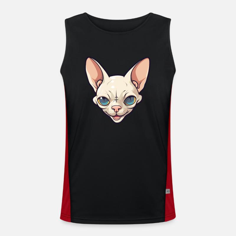 Illustration d’aquarelle de dessin animé de chat Sphynx Débardeur respirant contrasté Homme 
