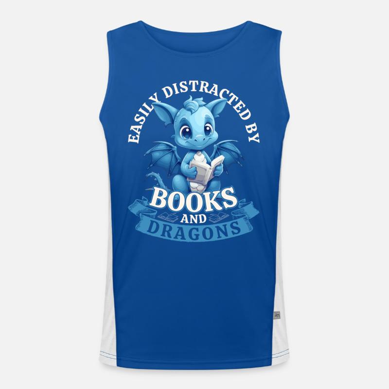 Easily Distracted By Books And Dragons: Drachen Funktionelles Kontrast-Tank Top für Männer 