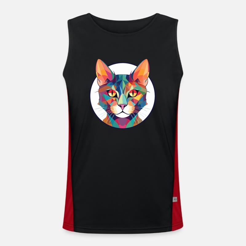 Pixie Bob Katze bunte Aquarell Haustier Illustration Funktionelles Kontrast-Tank Top für Männer 