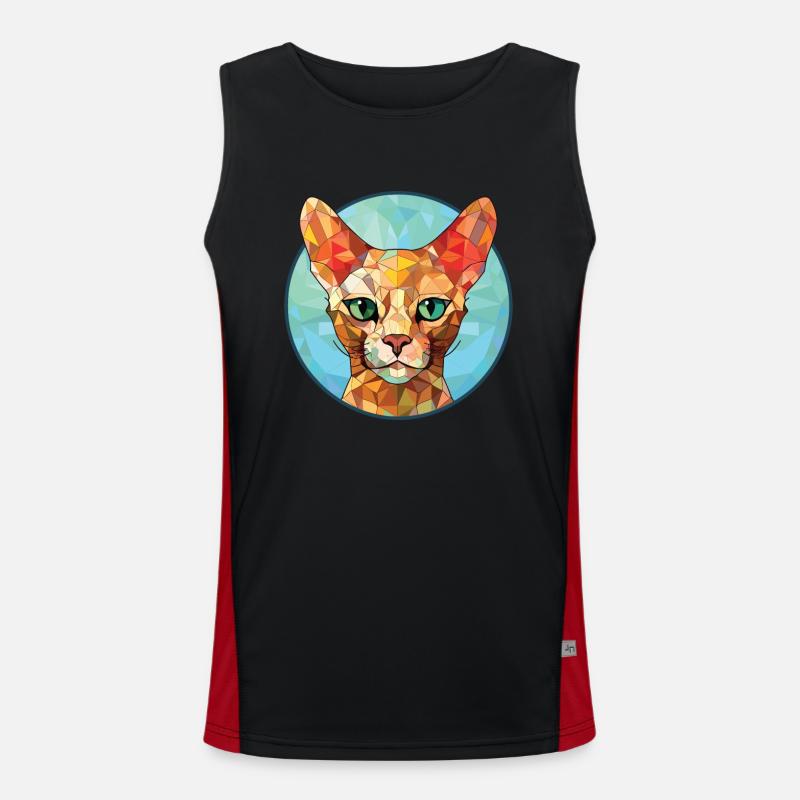 Rote Devon Rex Katze bunte Aquarell-Illustration Funktionelles Kontrast-Tank Top für Männer 