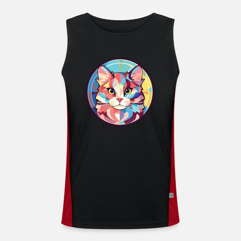 Illustration d’aquarelle colorée American Curl Cat Débardeur respirant contrasté Homme 