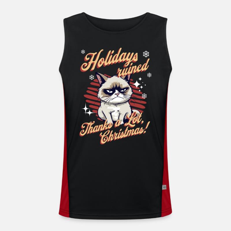 Chat en colère Noël Sarcastique Chat drôle Meme Débardeur respirant contrasté Homme 