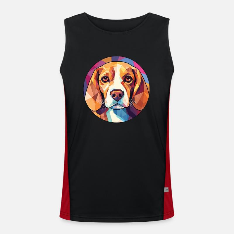 Beagle Hunderasse Bunte Aquarell Illustration Funktionelles Kontrast-Tank Top für Männer 