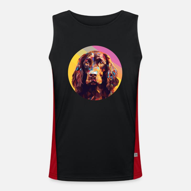 Boykin Spaniel Hunderasse Aquarell Illustration Funktionelles Kontrast-Tank Top für Männer 
