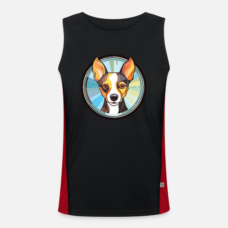 Ratterrier-Hunderasse Aquarell-Illustration Funktionelles Kontrast-Tank Top für Männer 