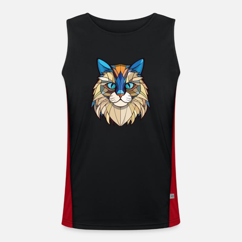 Ragdoll Cat Breed Illustration aquarelle colorée Débardeur respirant contrasté Homme 