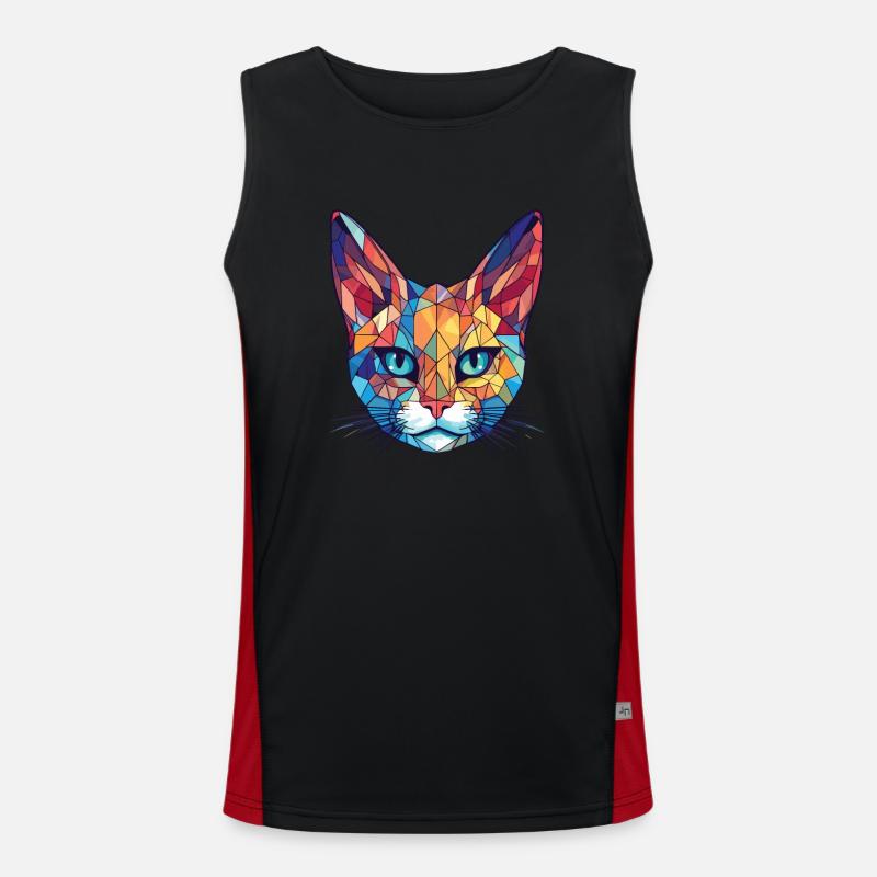 Pixie Bob Katze Bunte Aquarell Haustier Illustration Funktionelles Kontrast-Tank Top für Männer 