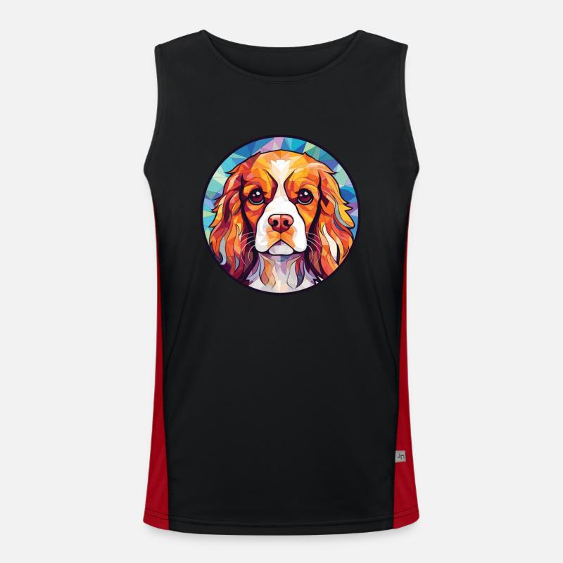 Cavalier King Charles Spaniel Hunderasse Aquarell Funktionelles Kontrast-Tank Top für Männer 