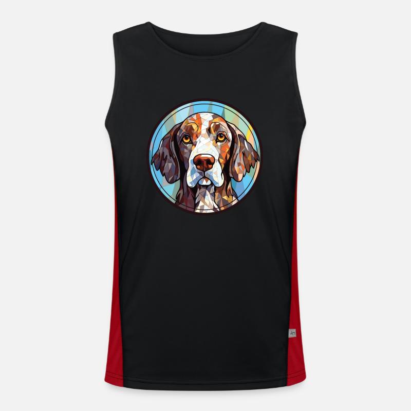 Slovak Rough Haired Pointer Dog Breed Watercolor Men's Functional Contrast Tank Top 
