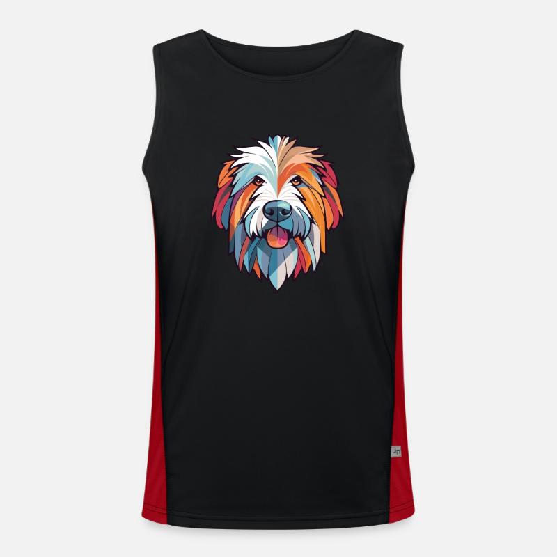 Pyrenäen-Schäferhund-Hunderasse buntes Aquarell Funktionelles Kontrast-Tank Top für Männer 