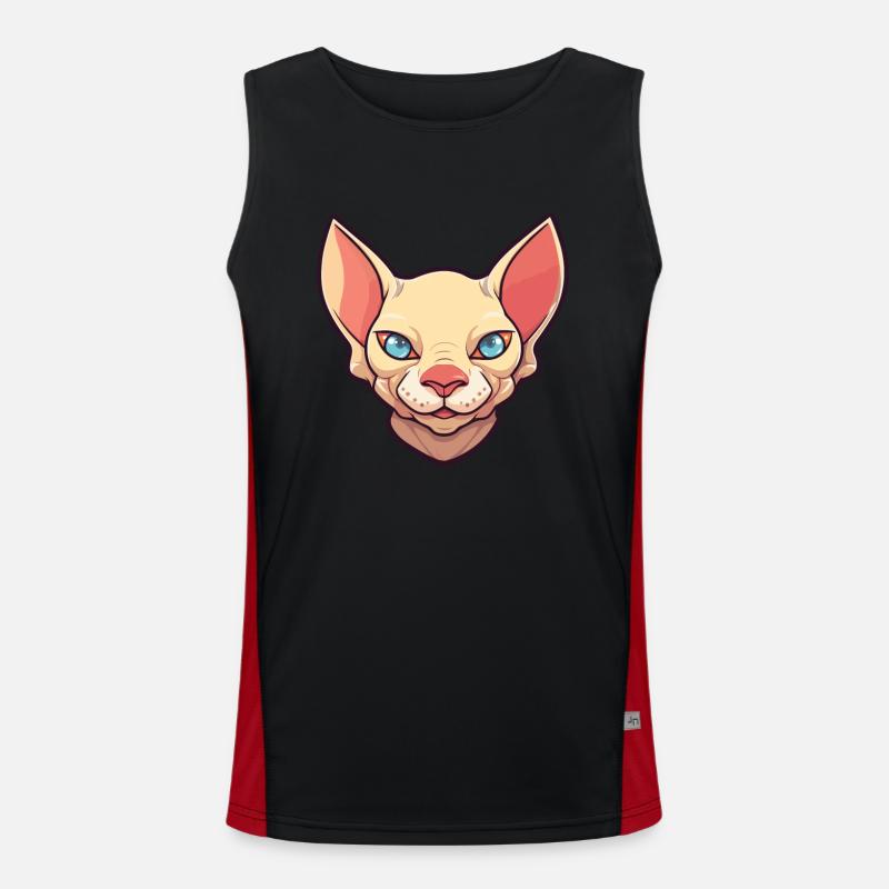 Illustration d’aquarelle de dessin animé de chat Sphynx Débardeur respirant contrasté Homme 