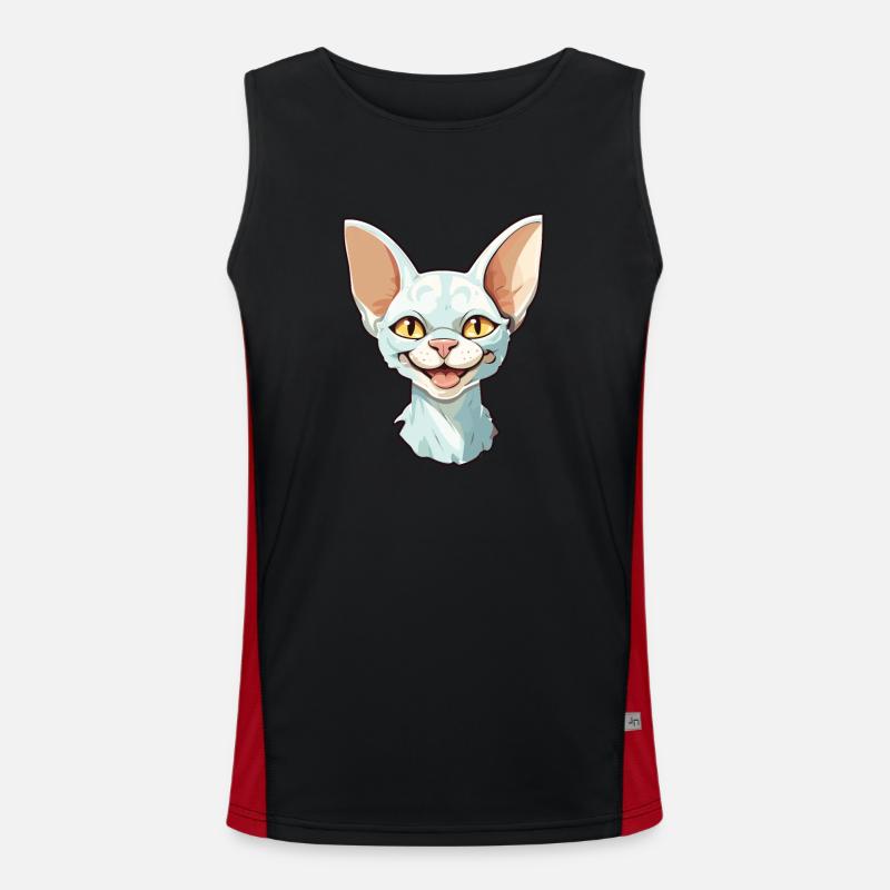 Devon Rex Cat Cartoon Watercolor Illustration Men's Functional Contrast Tank Top 