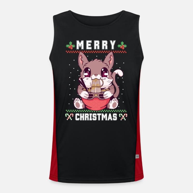 Chat d’anime kawaii mignon avec Ramen Noël laid Débardeur respirant contrasté Homme 