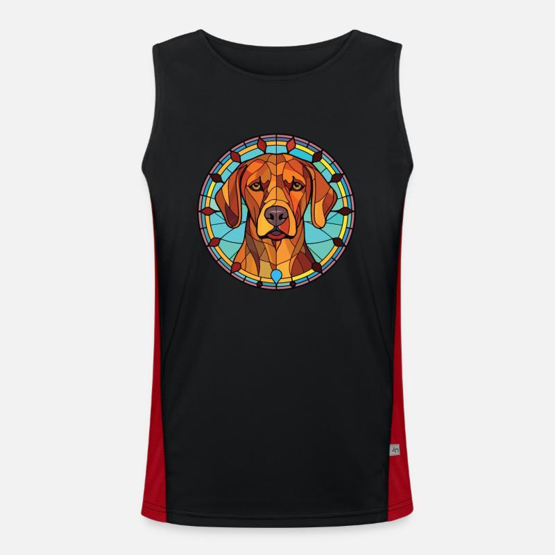 Rhodesian Ridgeback Hund Buntes Aquarell Haustier Funktionelles Kontrast-Tank Top für Männer 