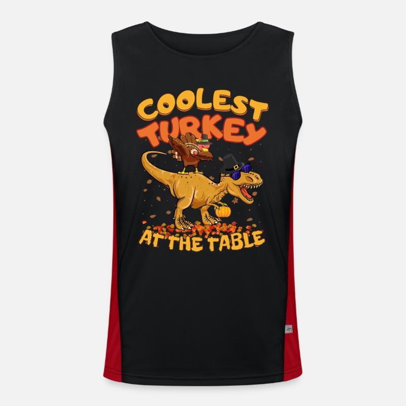 La dinde T-Rex la plus cool de Thanksgiving à table Débardeur respirant contrasté Homme 